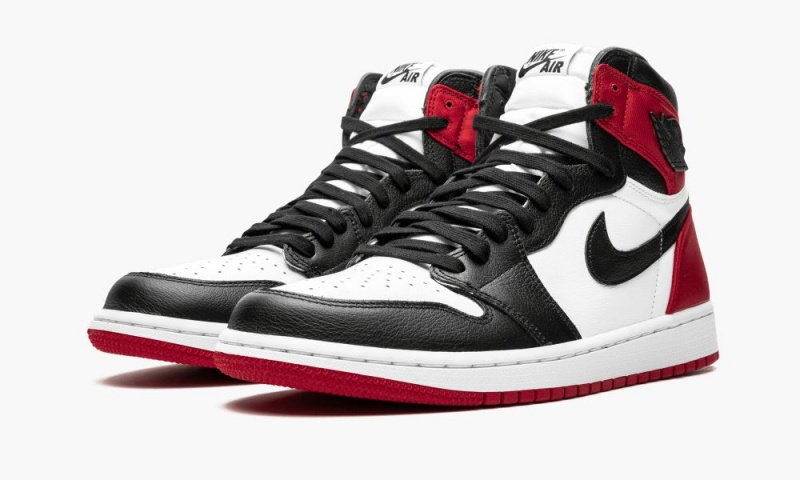 Nike Air Jordan 1 High OG 'Satin Black Neus' Schoenen Dames Zwart Wit Rood Nederland | 216389-STC
