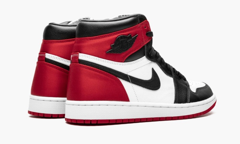 Nike Air Jordan 1 High OG 'Satin Black Neus' Schoenen Dames Zwart Wit Rood Nederland | 216389-STC
