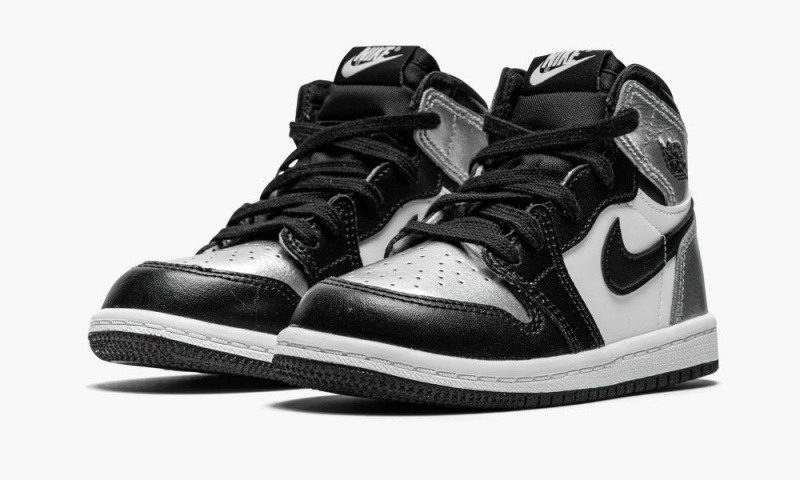 Nike Air Jordan 1 High OG TD 'Silver Neus' Schoenen Kinderen Zwart Metal Zilver Nederland | 130986-JLI