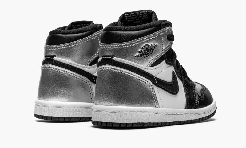 Nike Air Jordan 1 High OG TD 'Silver Neus' Schoenen Kinderen Zwart Metal Zilver Nederland | 130986-JLI