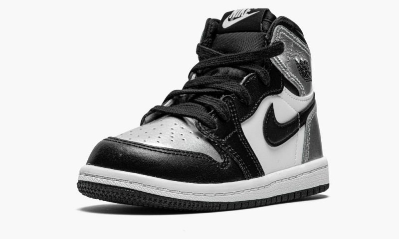 Nike Air Jordan 1 High OG TD 'Silver Neus' Schoenen Kinderen Zwart Metal Zilver Nederland | 130986-JLI