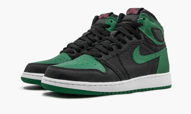 Nike Air Jordan 1 High Retro GS 'Pine Green Black' Schoenen Kinderen Zwart Diepgroen Wit Rood Nederland | 062795-KVN