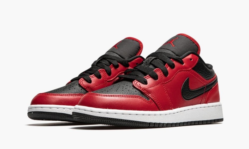 Nike Air Jordan 1 Low 'Black Pebbled' Schoenen Kinderen Rood Zwart Wit Nederland | 317945-UHD