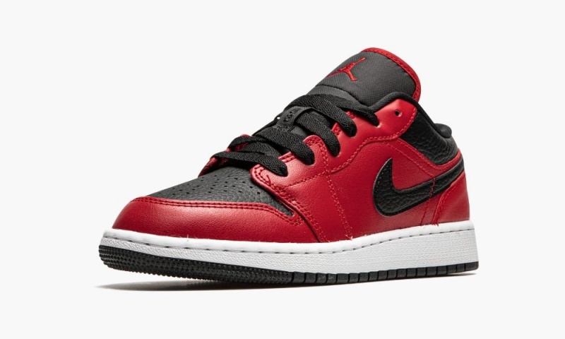 Nike Air Jordan 1 Low 'Black Pebbled' Schoenen Kinderen Rood Zwart Wit Nederland | 317945-UHD