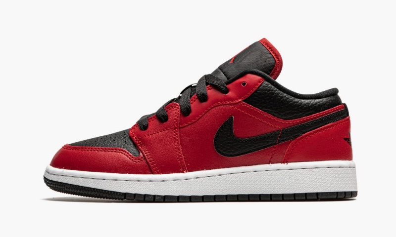 Nike Air Jordan 1 Low \'Black Pebbled\' Schoenen Kinderen Rood Zwart Wit Nederland | 317945-UHD