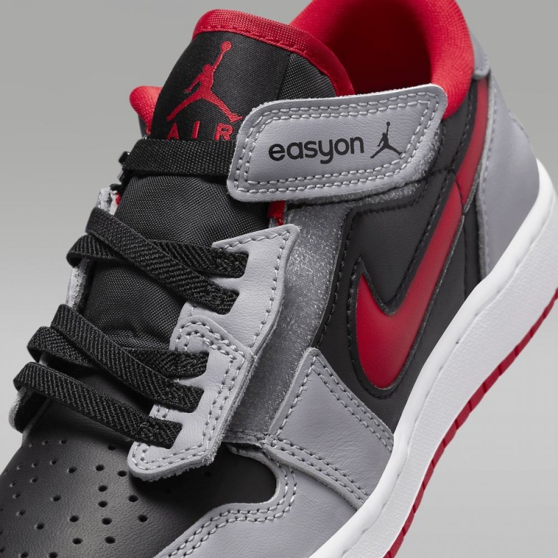 Nike Air Jordan 1 Low FlyEase Schoenen Kinderen Zwart Grijs Wit Rood Nederland | 056238-ANV