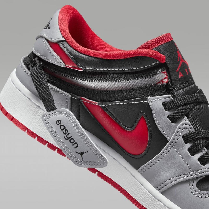 Nike Air Jordan 1 Low FlyEase Schoenen Kinderen Zwart Grijs Wit Rood Nederland | 056238-ANV