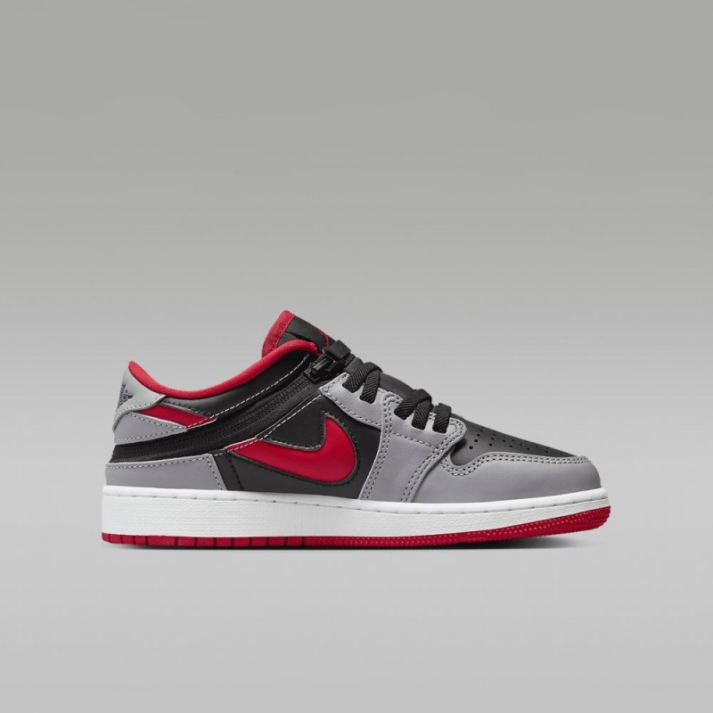 Nike Air Jordan 1 Low FlyEase Schoenen Kinderen Zwart Grijs Wit Rood Nederland | 056238-ANV