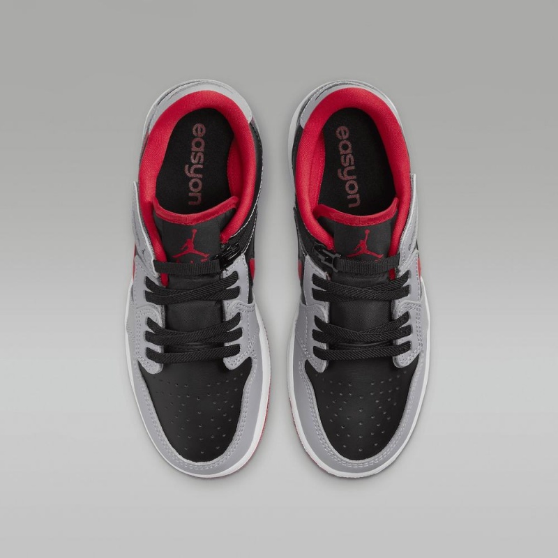 Nike Air Jordan 1 Low FlyEase Schoenen Kinderen Zwart Grijs Wit Rood Nederland | 056238-ANV