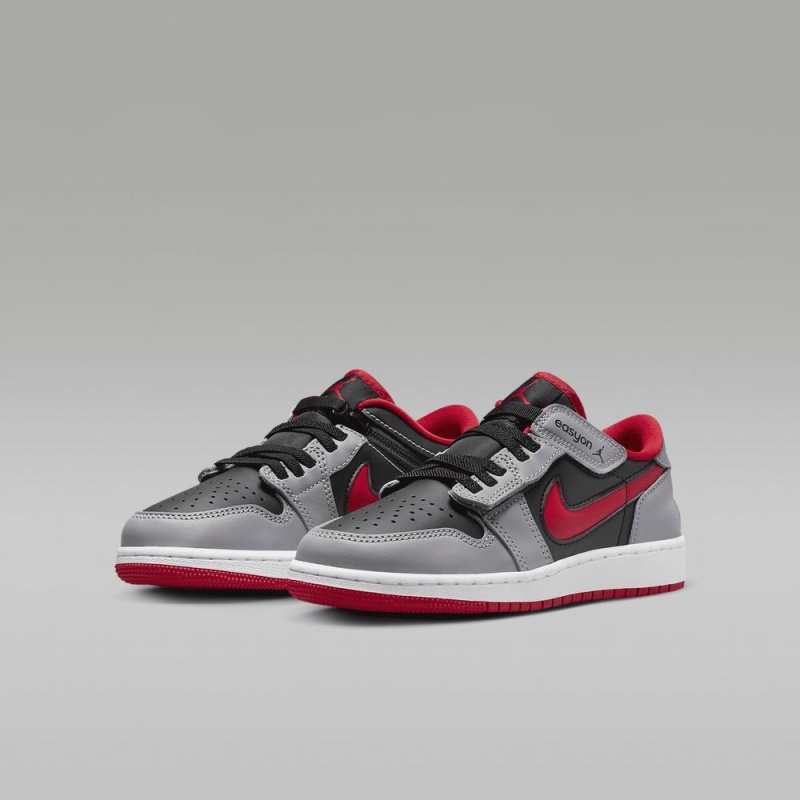 Nike Air Jordan 1 Low FlyEase Schoenen Kinderen Zwart Grijs Wit Rood Nederland | 056238-ANV