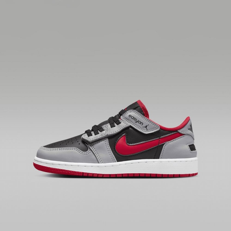 Nike Air Jordan 1 Low FlyEase Schoenen Kinderen Zwart Grijs Wit Rood Nederland | 056238-ANV