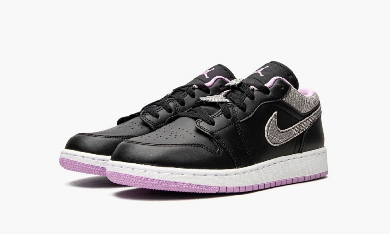 Nike Air Jordan 1 Low GS 'Houndstooth' Schoenen Kinderen Zwart Wit Paars Nederland | 275308-LQP