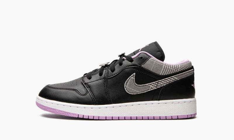 Nike Air Jordan 1 Low GS \'Houndstooth\' Schoenen Kinderen Zwart Wit Paars Nederland | 275308-LQP