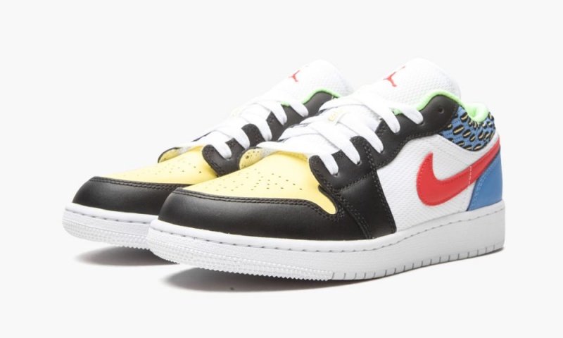 Nike Air Jordan 1 Low GS 'White Mesh / Multicolor' Schoenen Kinderen Zwart Rood Wit Nederland | 802637-HAJ