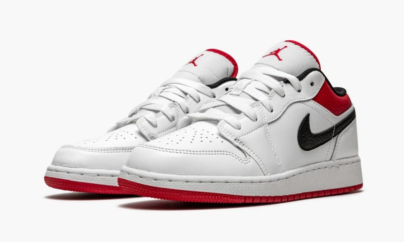 Nike Air Jordan 1 Low GS 'White / Gym Red' Schoenen Kinderen Wit Rood Zwart Nederland | 074892-DOQ
