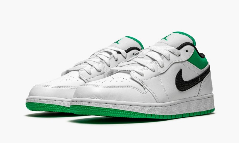 Nike Air Jordan 1 Low GS 'White / Stadium Green' Schoenen Kinderen Wit Groen Zwart Nederland | 215690-AOX