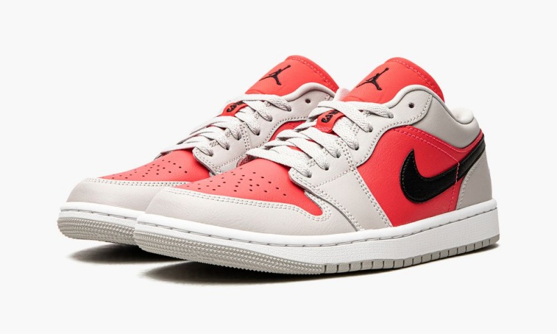 Nike Air Jordan 1 Low 'Light Iron Ore / Siren Red' Schoenen Dames Zwart Rood Nederland | 561479-RMO