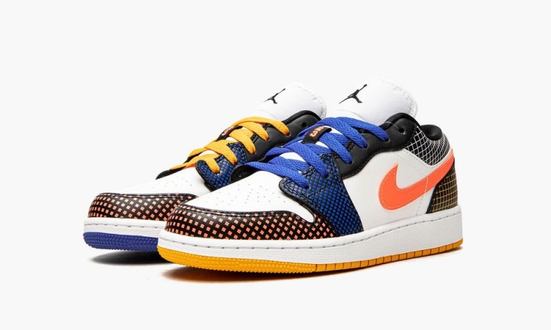 Nike Air Jordan 1 Low MMD BG 'Multicolor Grid' Schoenen Kinderen Wit Lichtmango Zwart Nederland | 975423-OXH