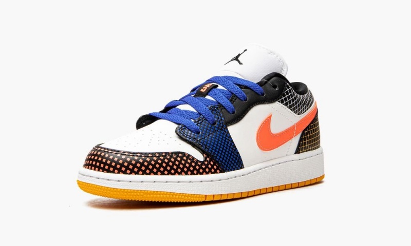 Nike Air Jordan 1 Low MMD BG 'Multicolor Grid' Schoenen Kinderen Wit Lichtmango Zwart Nederland | 975423-OXH