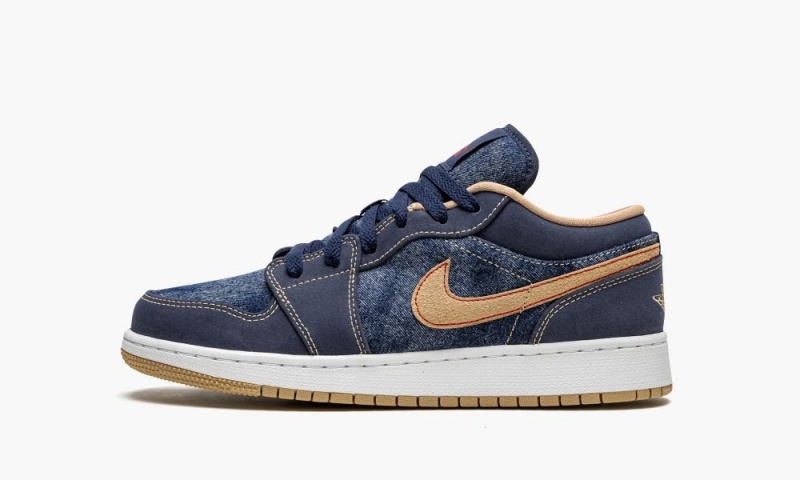 Nike Air Jordan 1 Low SE GS \'Denim\' Schoenen Kinderen Donkerblauw Nederland | 750681-STR