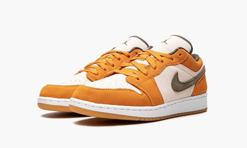 Nike Air Jordan 1 Low SE GS 'Light Curry' Schoenen Kinderen Wit Olijfgroen Diepgeel Nederland | 987043-EAY