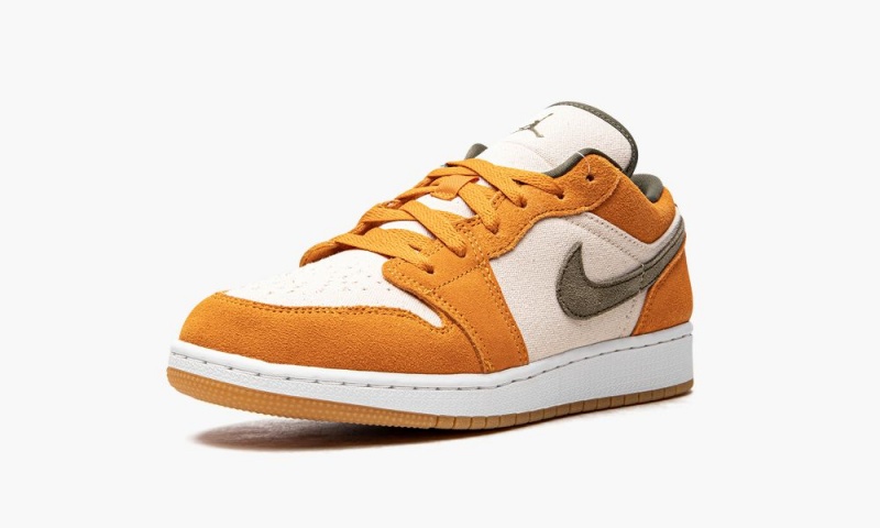 Nike Air Jordan 1 Low SE GS 'Light Curry' Schoenen Kinderen Wit Olijfgroen Diepgeel Nederland | 987043-EAY