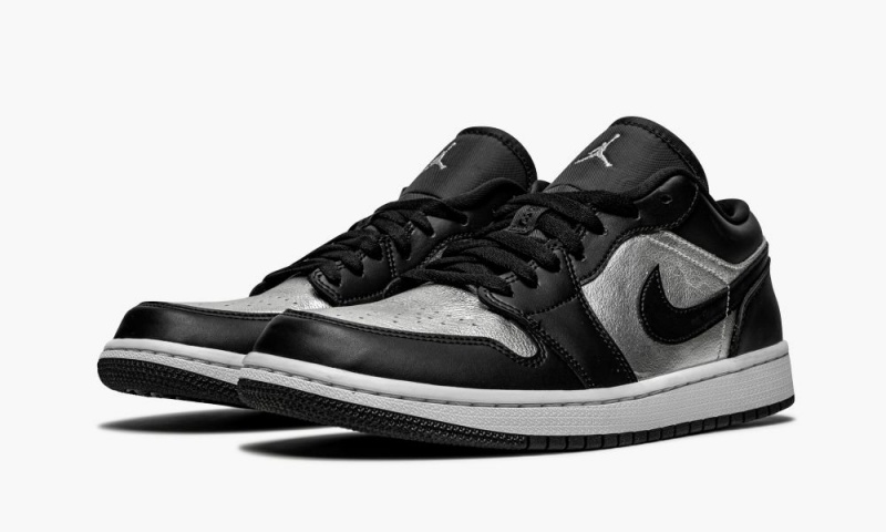 Nike Air Jordan 1 Low SE 'Silver Neus' Schoenen Dames Zwart Metal Zilver Wit Nederland | 971845-AMP