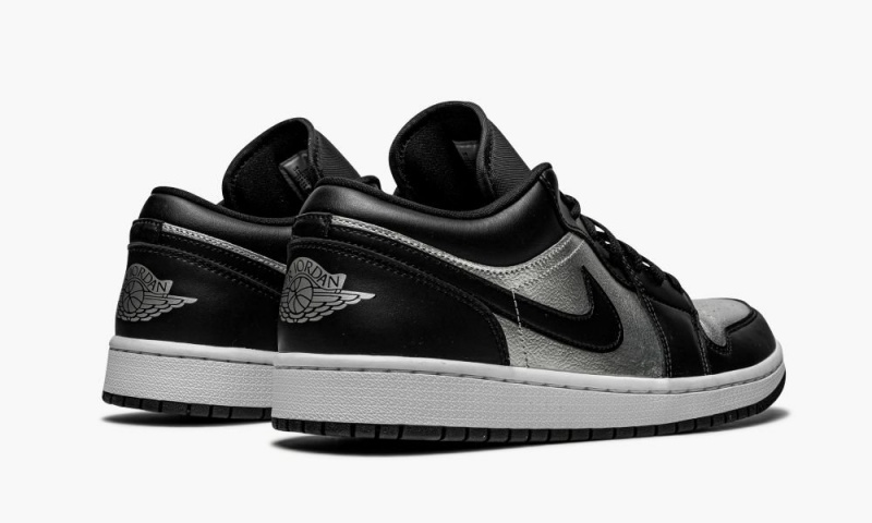 Nike Air Jordan 1 Low SE 'Silver Neus' Schoenen Dames Zwart Metal Zilver Wit Nederland | 971845-AMP