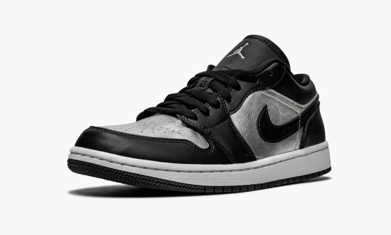 Nike Air Jordan 1 Low SE 'Silver Neus' Schoenen Dames Zwart Metal Zilver Wit Nederland | 971845-AMP