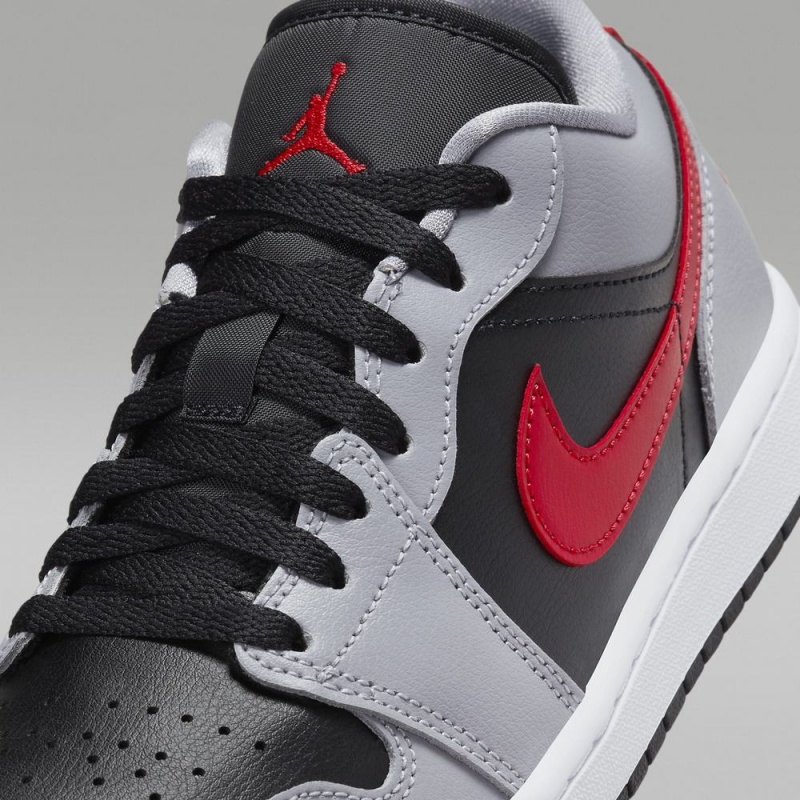 Nike Air Jordan 1 Low Schoenen Dames Grijs Zwart Wit Rood Nederland | 436925-XDR