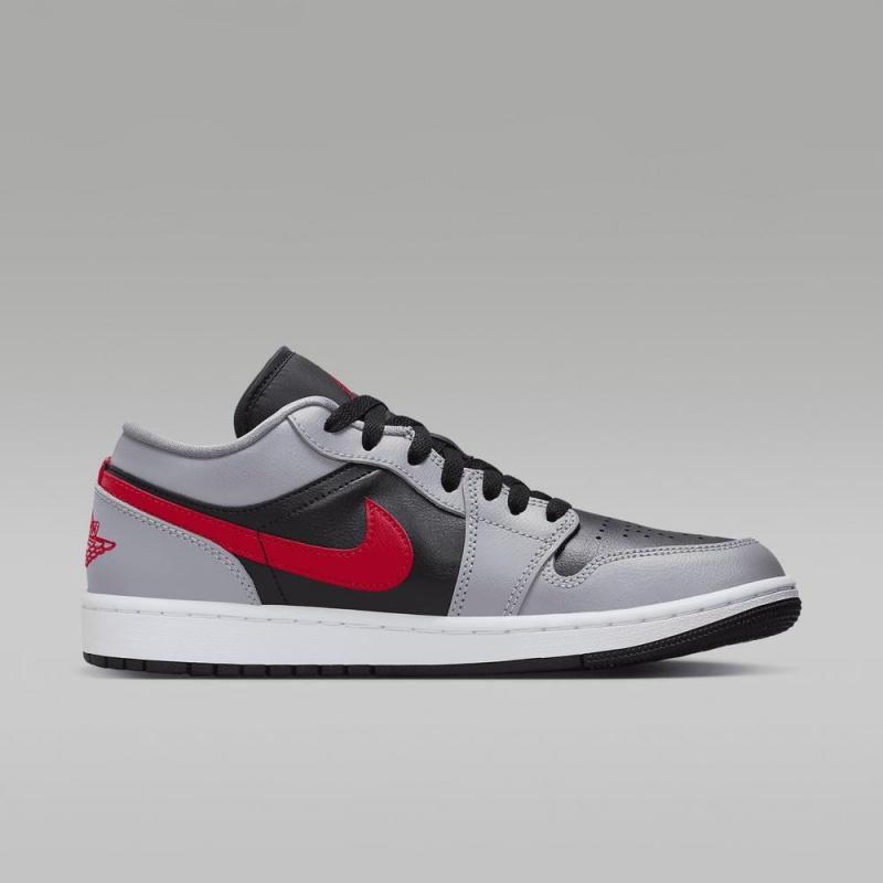 Nike Air Jordan 1 Low Schoenen Dames Grijs Zwart Wit Rood Nederland | 436925-XDR