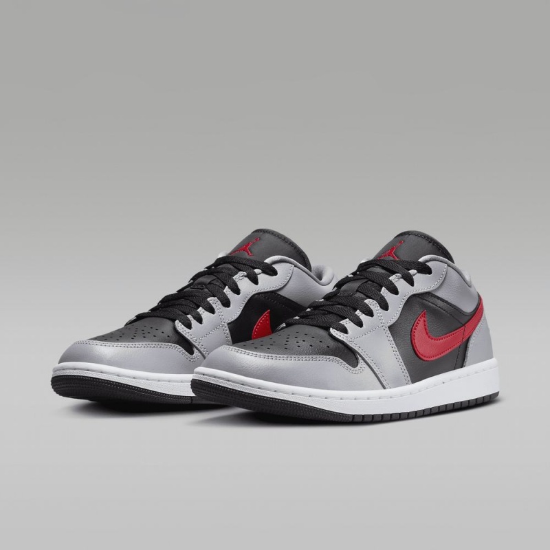 Nike Air Jordan 1 Low Schoenen Dames Grijs Zwart Wit Rood Nederland | 436925-XDR