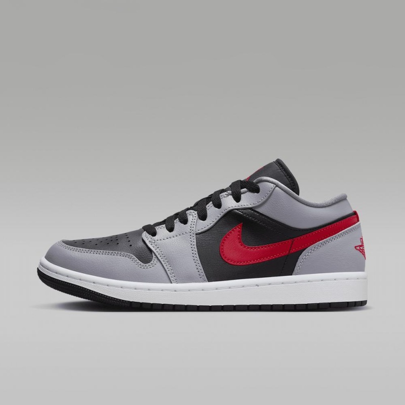 Nike Air Jordan 1 Low Schoenen Dames Grijs Zwart Wit Rood Nederland | 436925-XDR