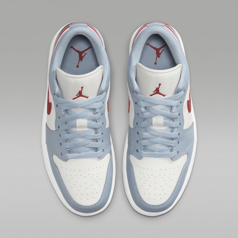 Nike Air Jordan 1 Low Schoenen Heren Blauw Grijs Wit Rood Nederland | 930426-GAO