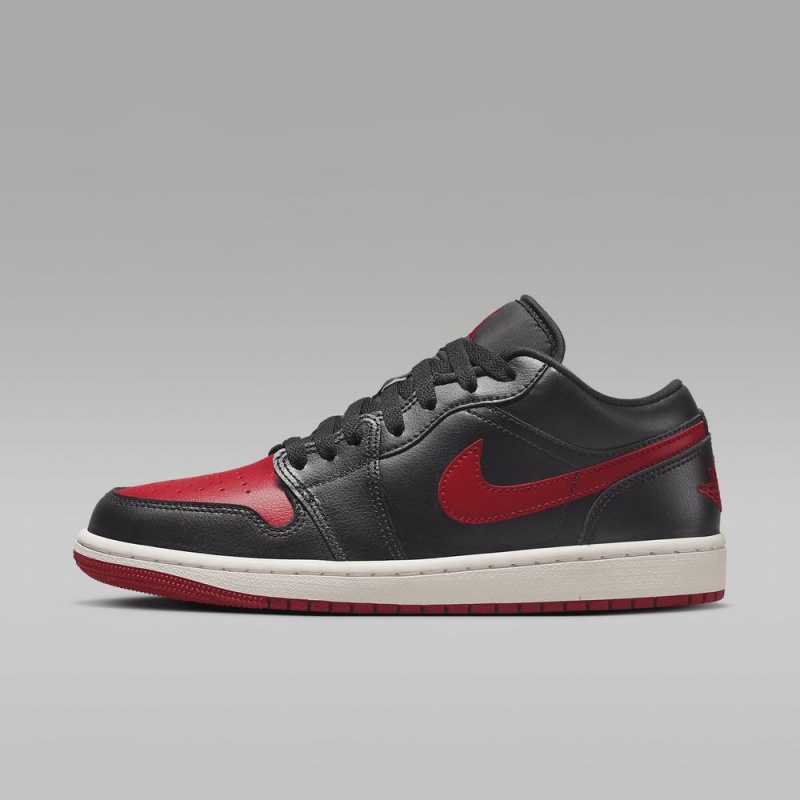 Nike Air Jordan 1 Low Schoenen Heren Zwart Rood Nederland | 917034-RQT