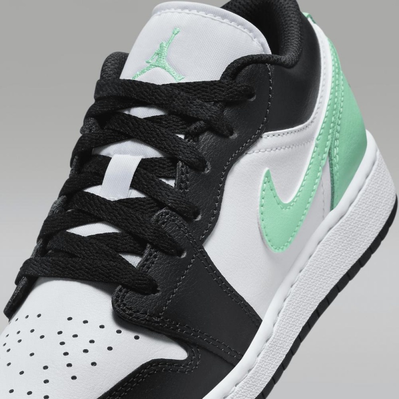 Nike Air Jordan 1 Low Schoenen Kinderen Zwart Wit Groen Nederland | 486751-ZOE