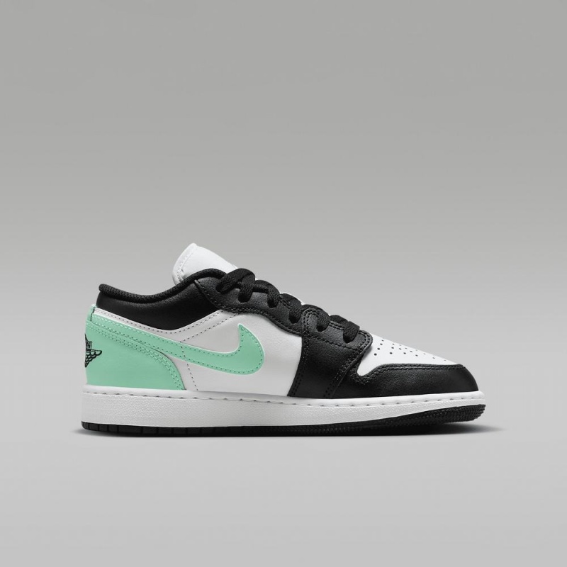 Nike Air Jordan 1 Low Schoenen Kinderen Zwart Wit Groen Nederland | 486751-ZOE
