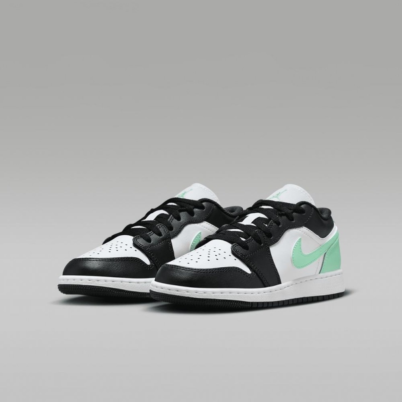 Nike Air Jordan 1 Low Schoenen Kinderen Zwart Wit Groen Nederland | 486751-ZOE