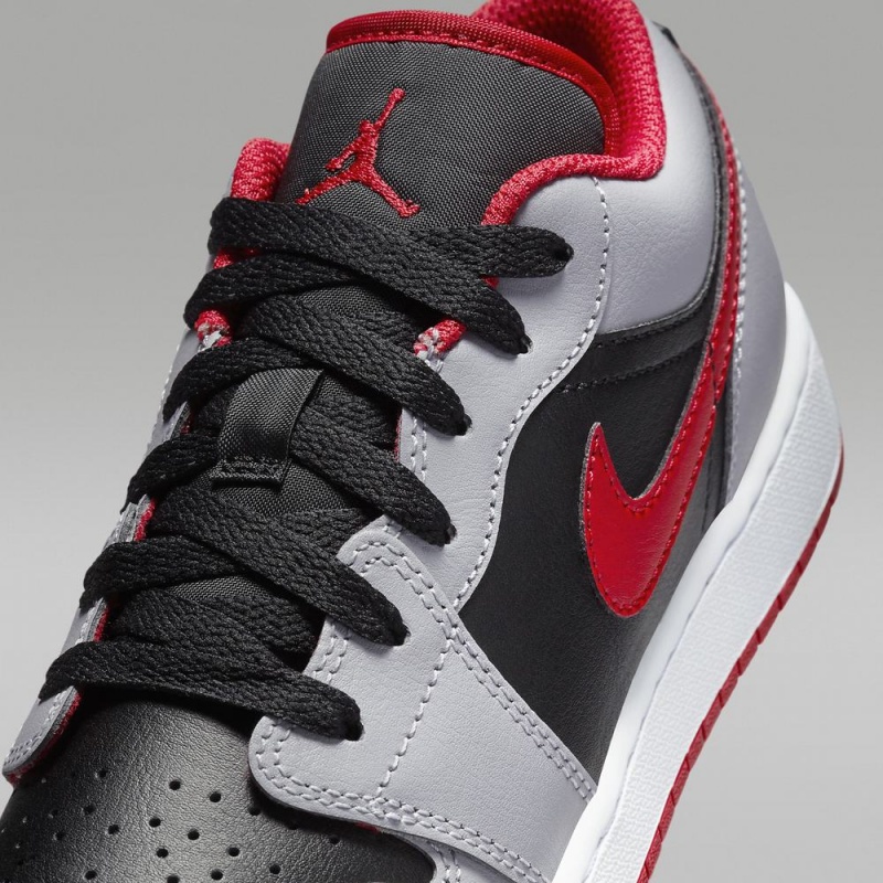 Nike Air Jordan 1 Low Schoenen Kinderen Grijs Zwart Rood Nederland | 621538-SIJ