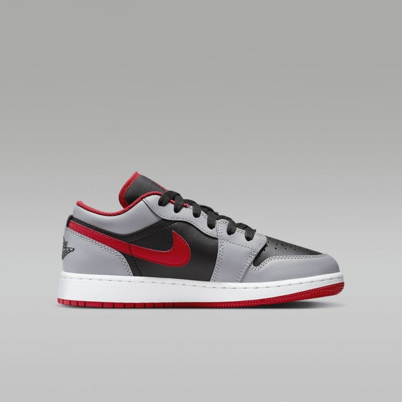 Nike Air Jordan 1 Low Schoenen Kinderen Grijs Zwart Rood Nederland | 621538-SIJ