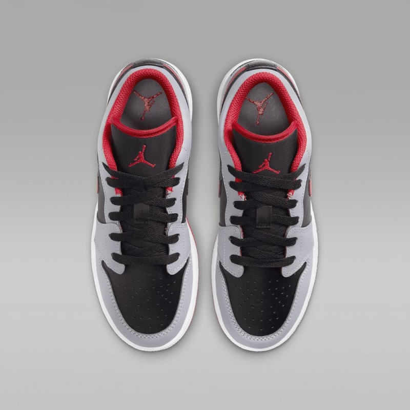 Nike Air Jordan 1 Low Schoenen Kinderen Grijs Zwart Rood Nederland | 621538-SIJ