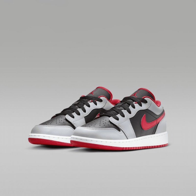 Nike Air Jordan 1 Low Schoenen Kinderen Grijs Zwart Rood Nederland | 621538-SIJ
