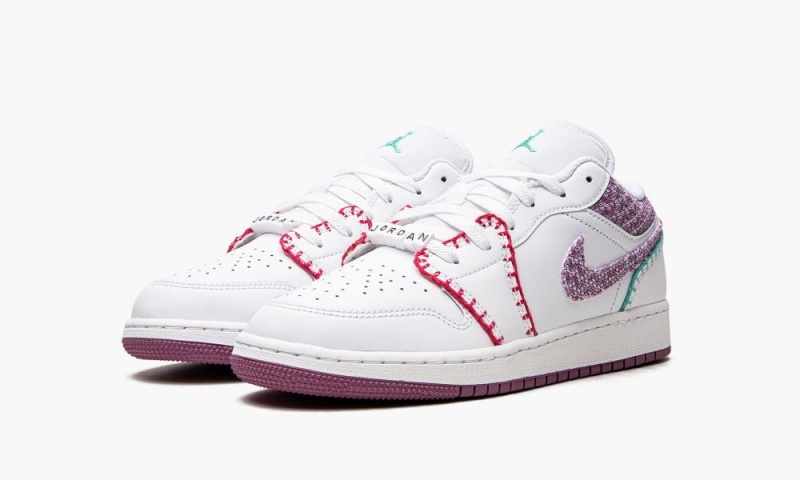 Nike Air Jordan 1 Low 'White Light Bordeuax' Schoenen Kinderen Wit Roze Nederland | 530972-DIW