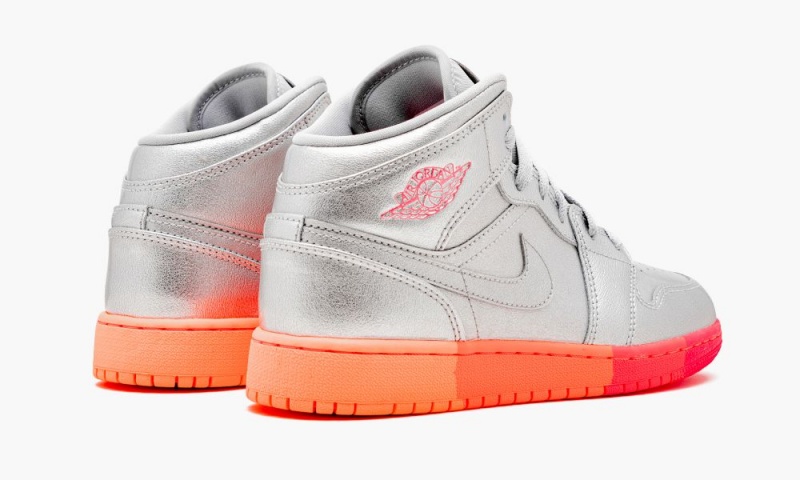 Nike Air Jordan 1 MID (GS) 'Sunrise / Metallic Silver' Schoenen Kinderen Metal Zilver Roze Nederland | 409256-CGX