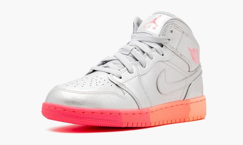 Nike Air Jordan 1 MID (GS) 'Sunrise / Metallic Silver' Schoenen Kinderen Metal Zilver Roze Nederland | 409256-CGX