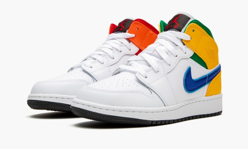 Nike Air Jordan 1 MID (GS) 'Three Peat' Schoenen Kinderen Wit Groen Geel Nederland | 509287-BKF