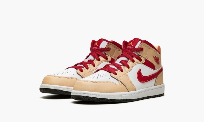 Nike Air Jordan 1 MID PS 'White Onyx / Light Curry' Schoenen Kinderen Wit Zwart Diepgeel Wit Nederland | 268391-PSQ