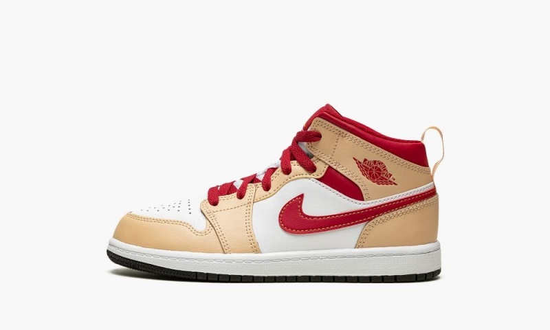 Nike Air Jordan 1 MID PS \'White Onyx / Light Curry\' Schoenen Kinderen Wit Zwart Diepgeel Wit Nederland | 268391-PSQ