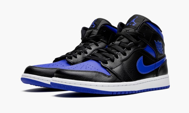 Nike Air Jordan 1 MID 'Royal' Schoenen Heren Zwart Koningsblauw Wit Nederland | 285436-YUQ