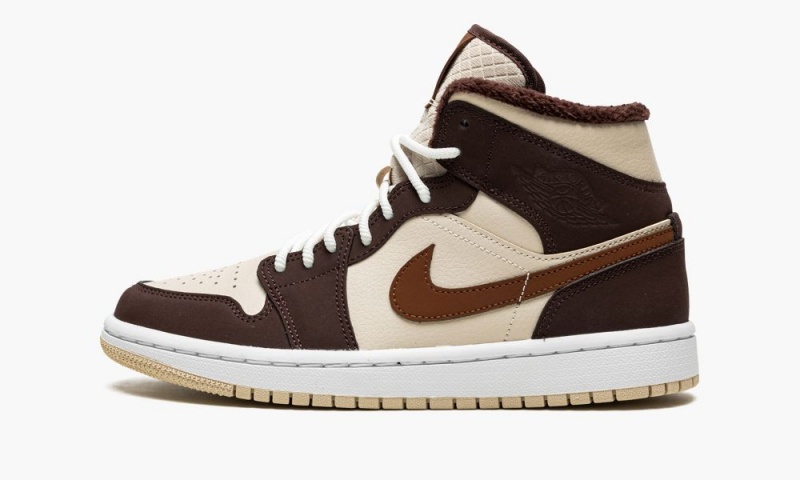 Nike Air Jordan 1 MID SE \'Brown Basalt Fleece\' Schoenen Dames Bruin Beige Nederland | 835614-DKZ